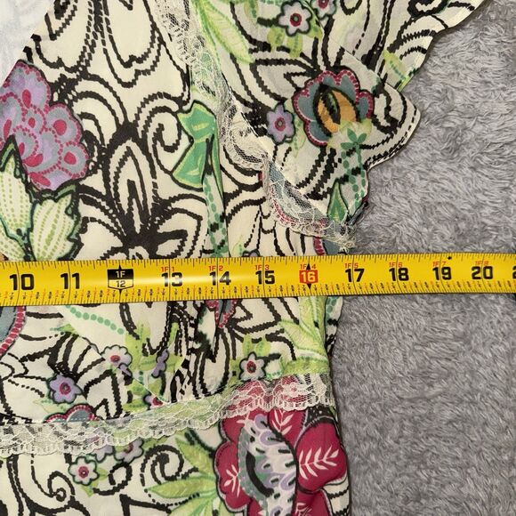 Vintage Bandolino Y2K Babydoll Floral Top Sz 14 Fairy Lace Trim - Picture 9 of 10